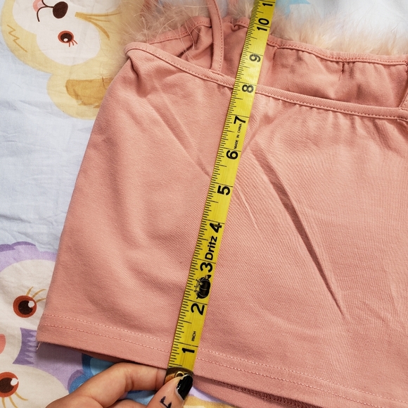 Dusty Pink Feather Trim Cropped Camisole - size small - Picture 4 of 5